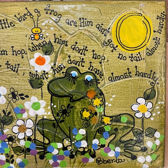 Roberta Mcdowell Original Plaque Design & Hand Painted Frog Wood 1970 Art. - Picture 6 of 8